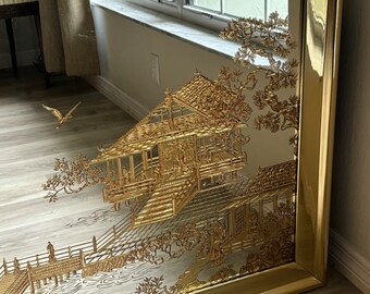 Vintage Henry Link Faux Bamboo Pagoda Mirror Available for