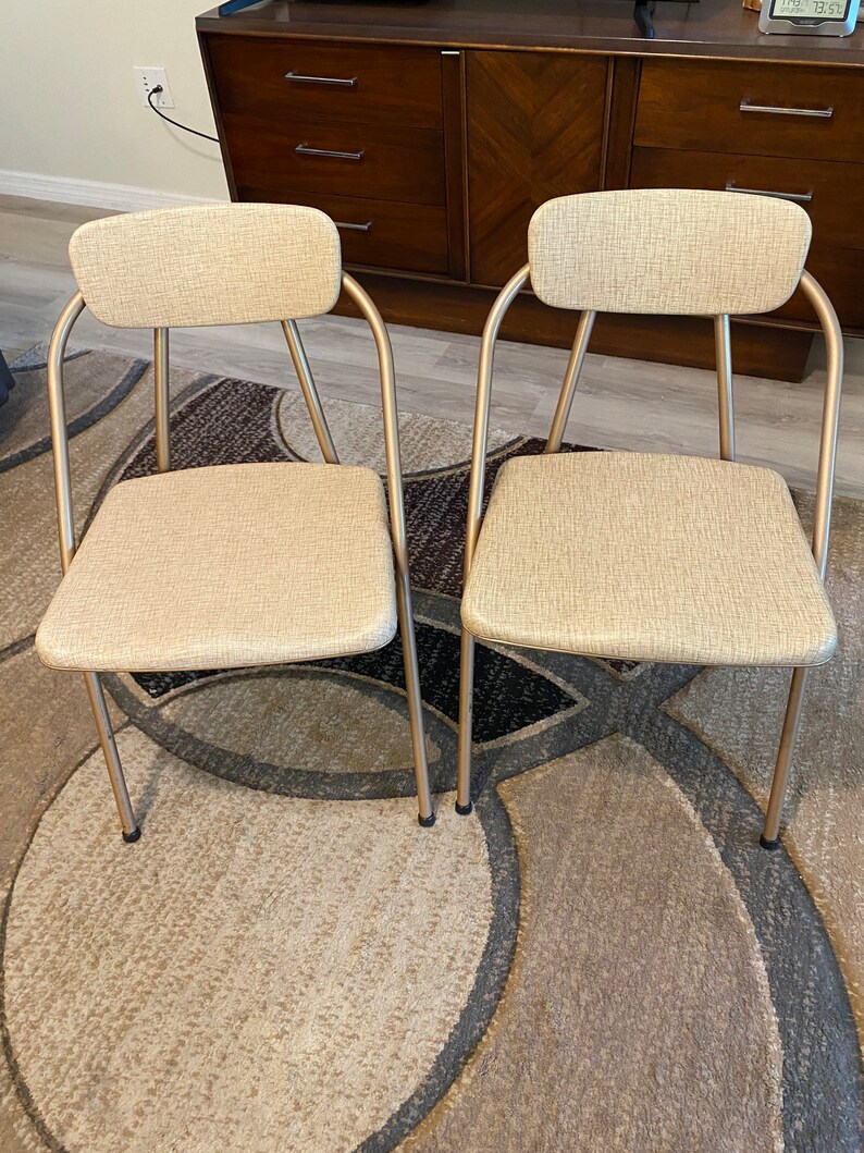 Cosco Card Table and 4 Folding Metal Chairs Padded Vinyl Seats Etsy