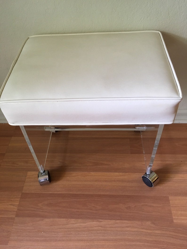 Lucite Bench Stool With Chrome Casters 19l X 14 W X 19 H Etsy