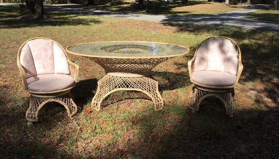 Spun Fiberglass Table Two Chairs Russel Woodward Patio Dining Palm Beach At Florida Classics
