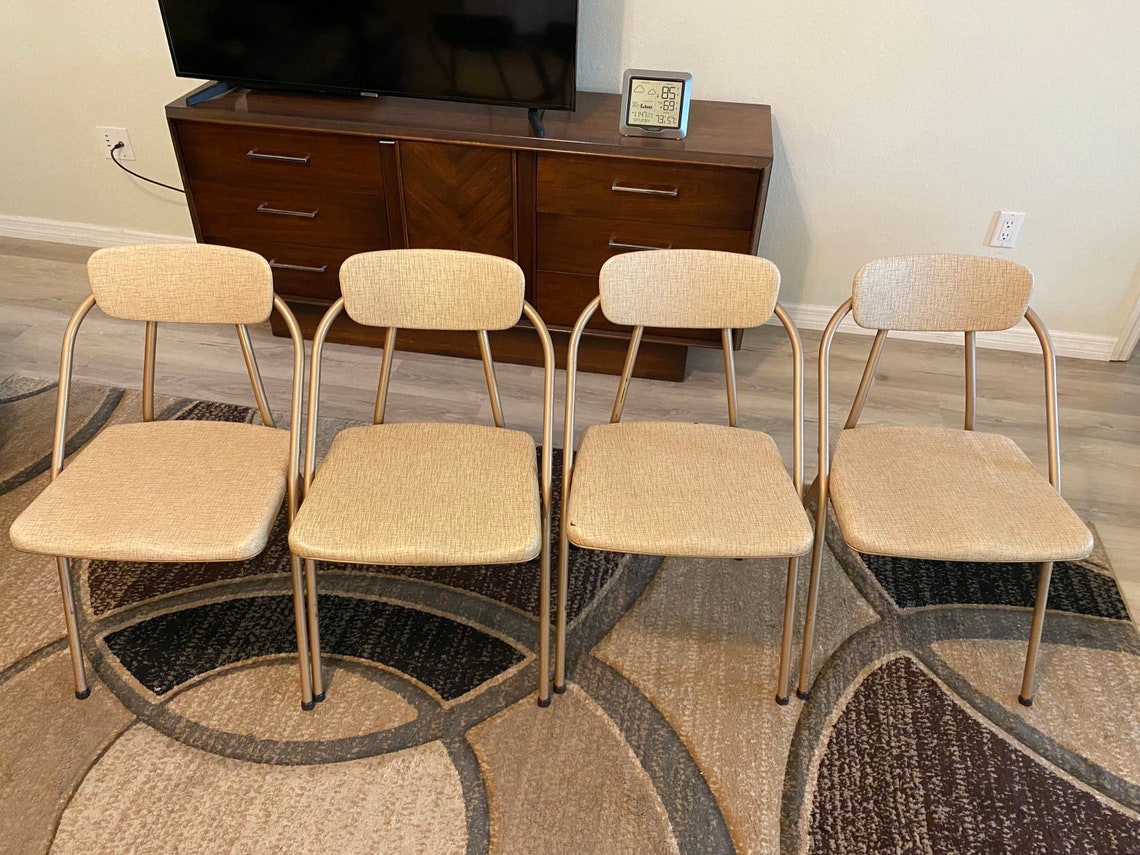 Cosco Card Table and 4 Folding Metal Chairs Padded Vinyl Seats Etsy