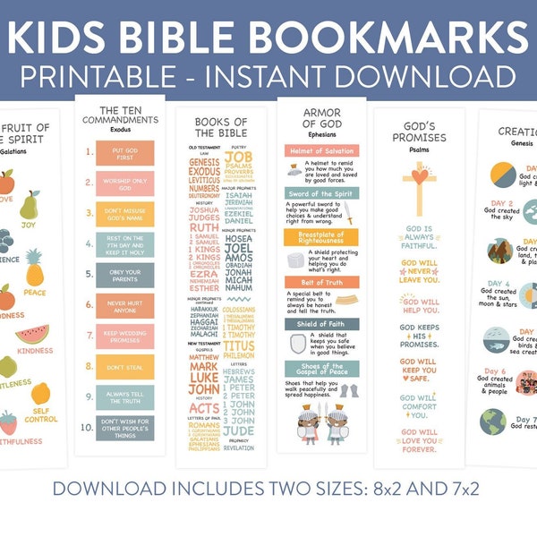 Books of the Bible Verse 10 Ten Commandments, Kids Scripture Bookmarks, Church Sunday School Resources, Homeschool, Christian Education
