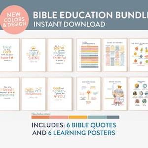 Lot, versets de la Bible pour enfants, oeuvre d'art mural, affiches d'apprentissage des Écritures saintes, décoration d'école du dimanche d'église, école à la maison, éducation chrétienne catholique, bohème