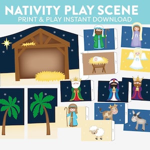 Weihnachten Krippe Spielszene Kinder Spaß Winter Kreative Aktivität Lernpapier Puppen Homeschool Vorschule Montessori Grundschule