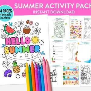 夏のアクティビティ 印刷可能なパック 子供向け ぬり絵 ゲーム パズル 楽しいワークシート ホームスクール 学校休み 休暇 ドライブ旅行 ビーチ ホリデー