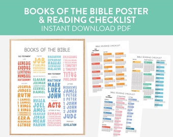 Books of the Bible Kids Scripture Posters and Reading Checklist Church Sunday School Decor Christian Homeschool Educational Verses Preschool