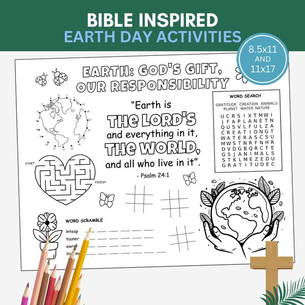 Earth Day Kids Activity Coloring Pages Crafts Verse Scripture Homeschool Sunday School Catholic Christian Bible Printable Learning Resources