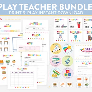 Teacher Pretend Play Set Printable Instant Download Dramatic Play School Homeschool Pre-School Montessori Classroom Ultimate Activity