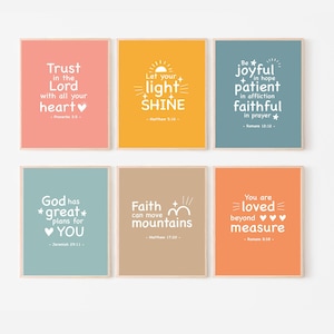 Kids Bible Verse Wall Art Scripture Posters Christian Classroom Decor Church Sunday School Education Homeschool Preschool Catholic Prints