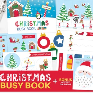 Christmas Busy Book for Toddlers Educational Resources for Homeschool Pre-School Montessori Kindergarten Classroom Learning Winter Binder