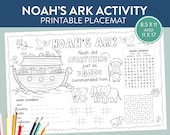 Noah&#39;s Ark Bible Stories Activity Placemat Kids Table Coloring Pages Crafts Verse Quotes Sunday School Activity Scripture printable games