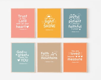 Bible Verse Kids Posters, Christian Scripture Wall Art (Digital Download)
