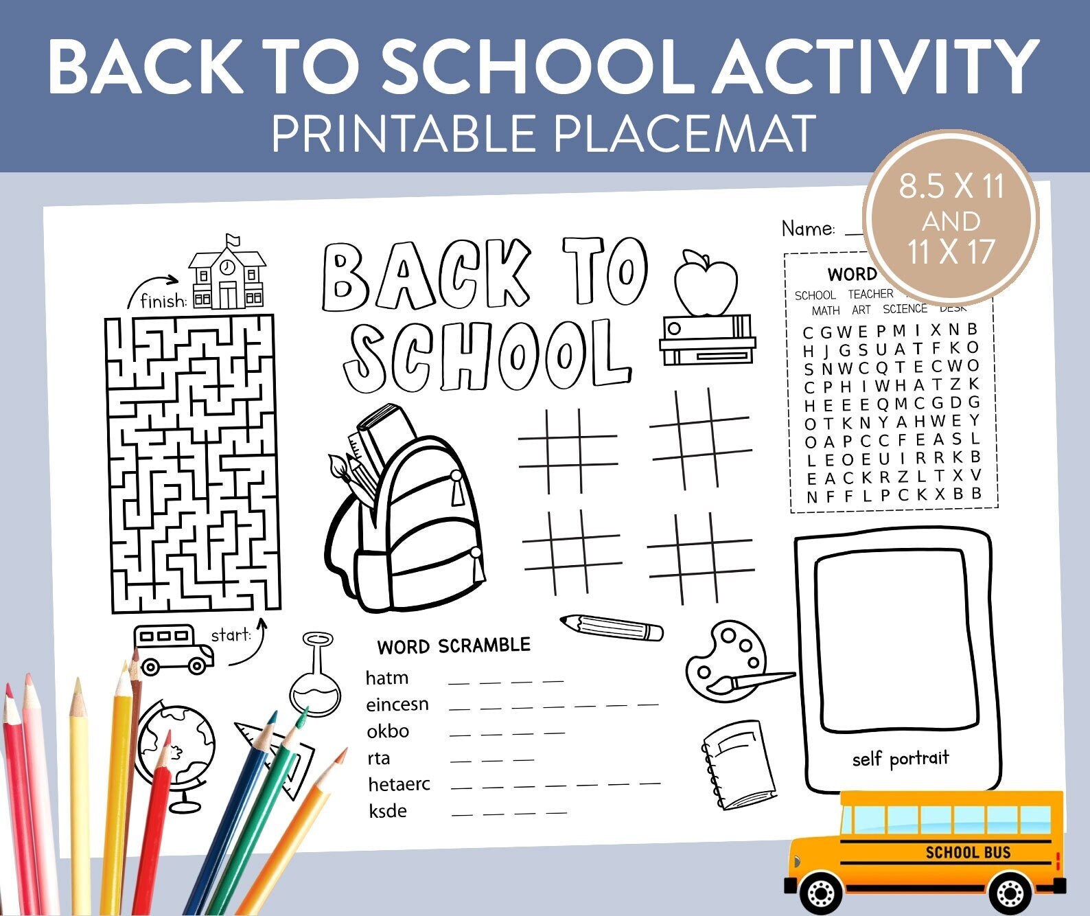 Back to School Instant Download Printable Activity Sheet Students First ...