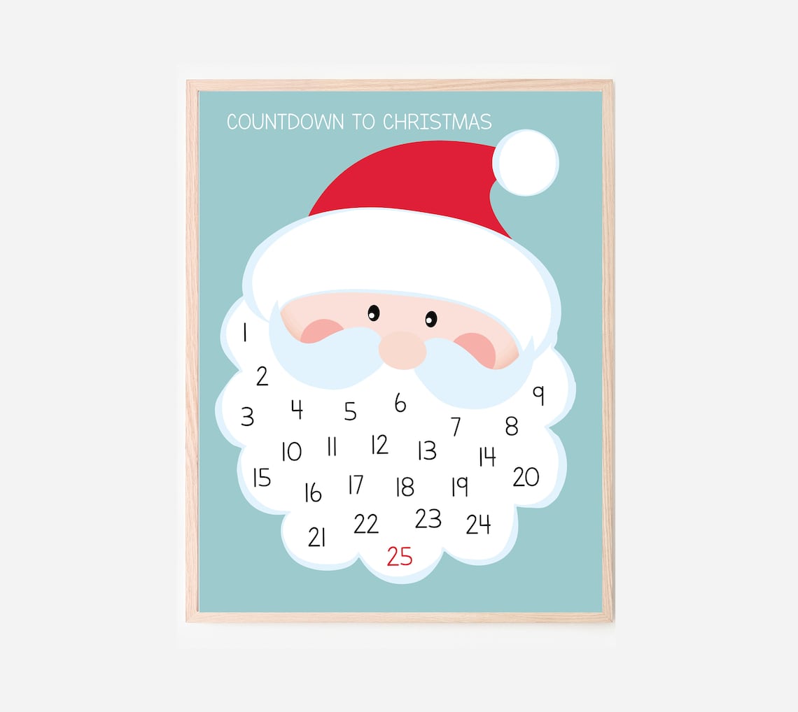 Kids Christmas Santa Cotton Ball Advent Countdown Calendar | Etsy