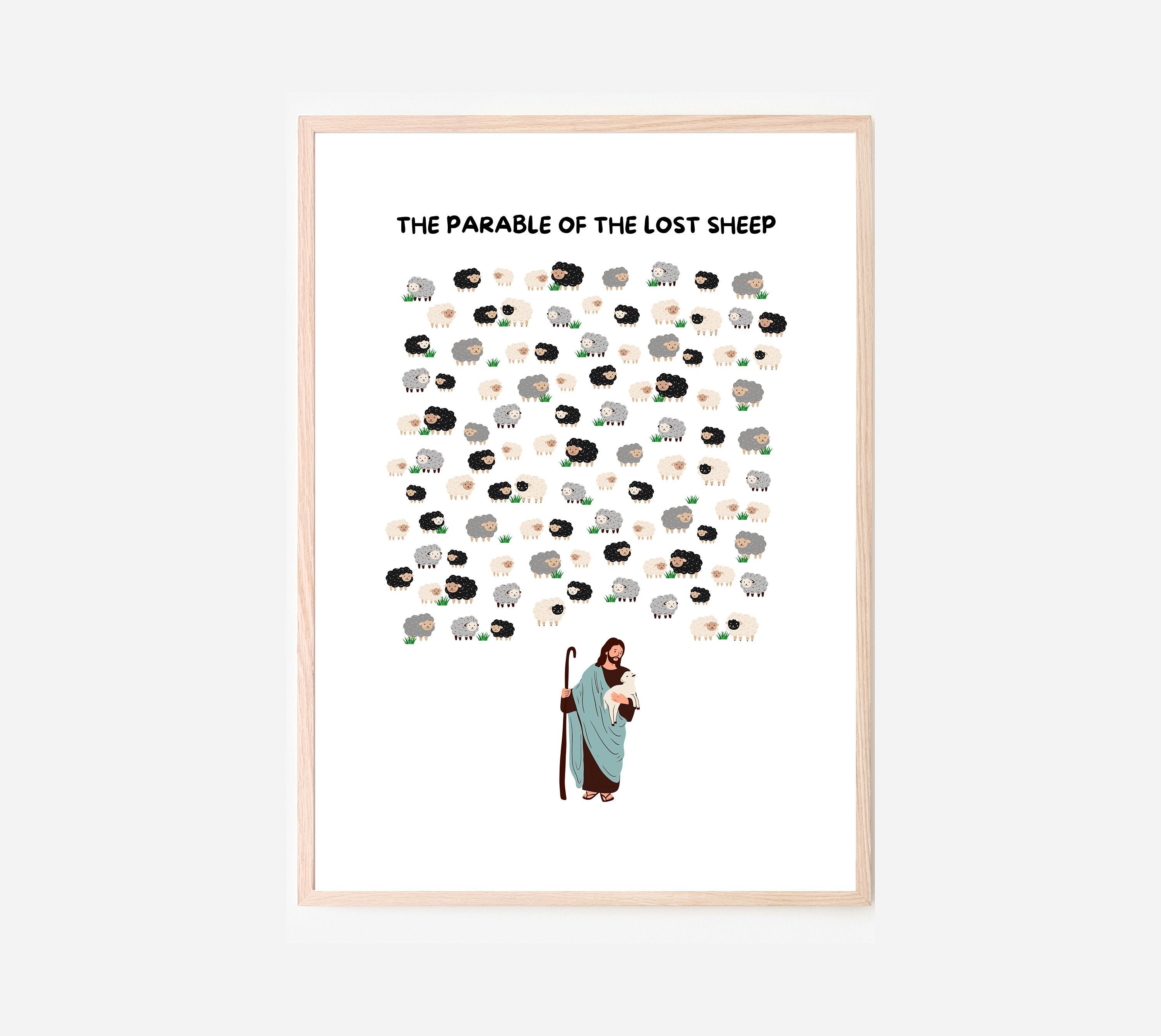 Parable of the Lost Sheep Jesus Leaves the 99 Sheep Kids Scripture Poster  Church Sunday School Decor Homeschool Catholic Christian Education - Etsy