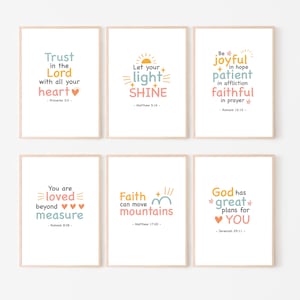 Kids Bible Verse, Boho Wall Art, Scripture Posters, Church, Sunday School Decor, Christian Education, Homeschool, Preschool, Catholic Prints