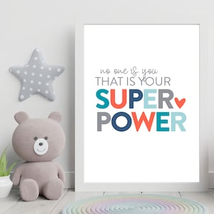 Kids Wall Art Room Decor Boys Superhero Bedroom - No One is You That is Your Super Power