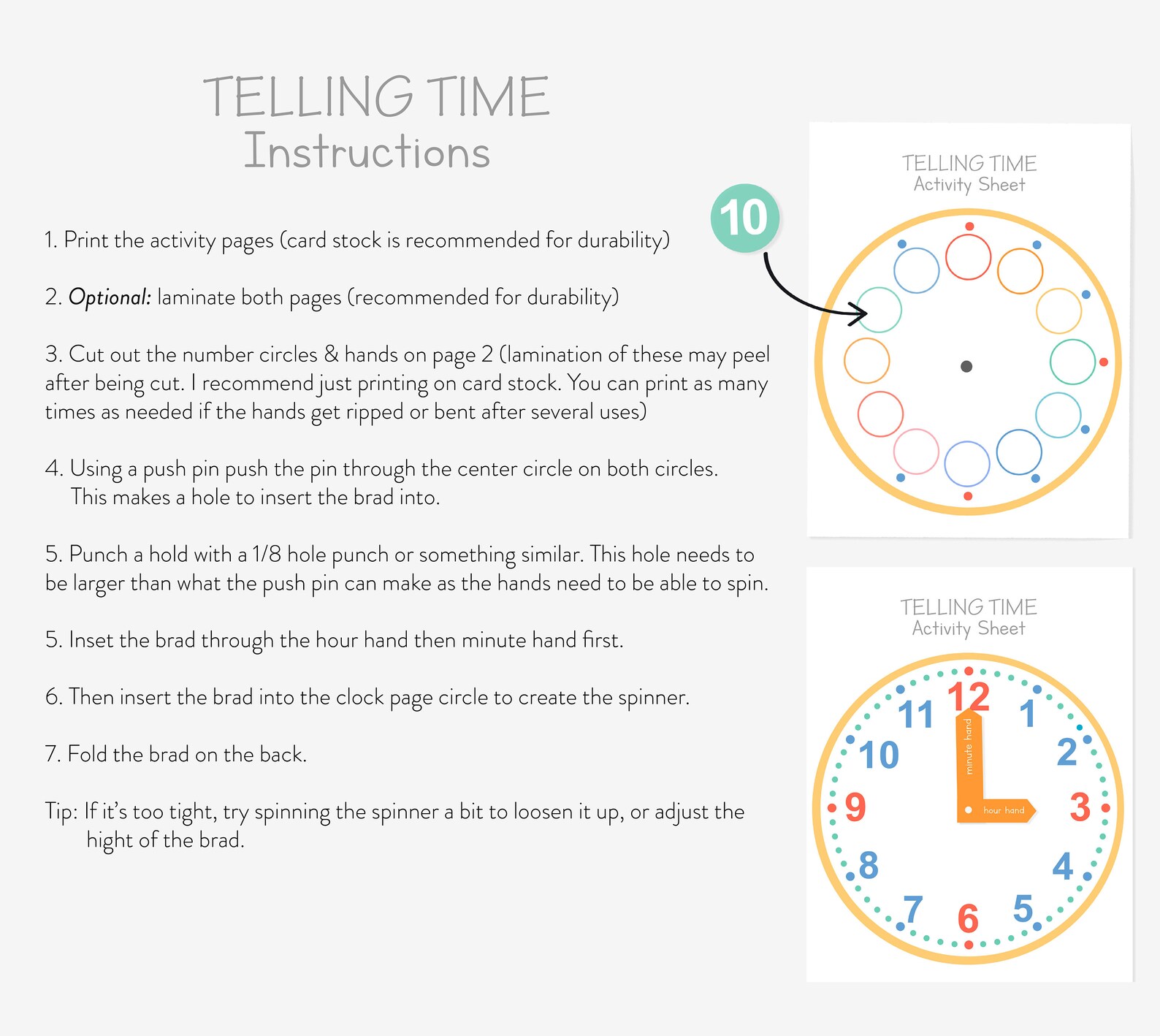 Telling Time Clock Poster & Activity – Homeschool Printable (digital ...