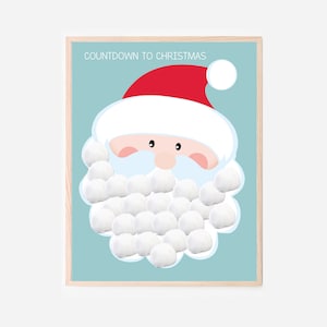 Kids Christmas Santa Cotton Ball Advent Countdown Calendar Wall Art ...