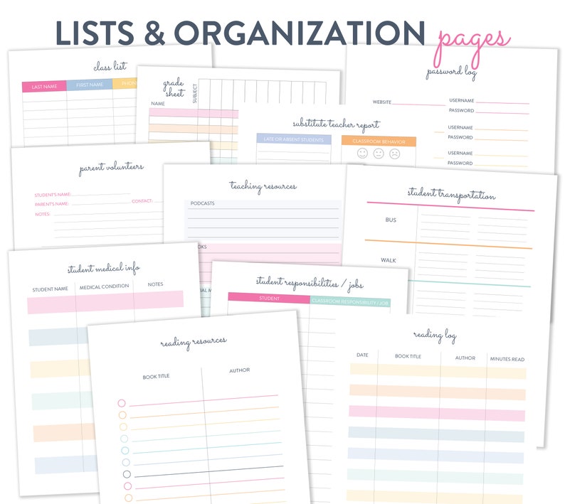 Teacher Planner Printable Calendar Planning Curriculum | Etsy