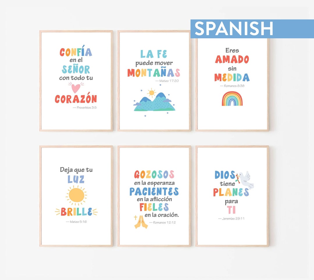 Spanish Kids Bible Verse, Wall Art, Scripture Posters, Church, Sunday ...