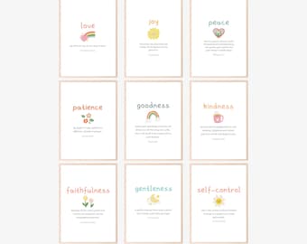 Fruit of the Spirit Kids Bible Verse Scripture Poster Church Sunday School Decor Education Homeschool Preschool Catholic Christian Classroom