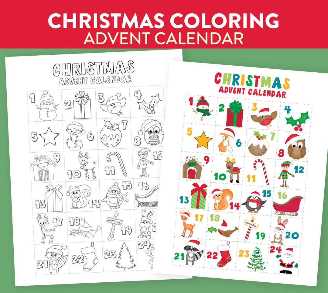 Kids Christmas Coloring Advent Countdown Calendar Holiday Wall Art