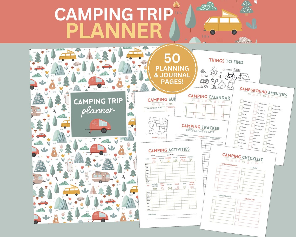 Camping Trip Planner Journal Printable, RV Travel, Planning, Packing ...