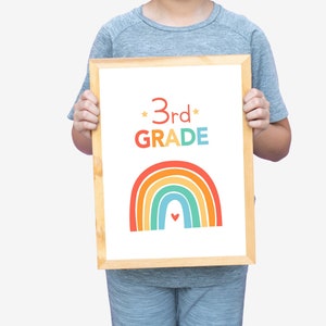 First Day of School Sign Kinder 1st 2nd 3rd 4th 5th 6th 7th 8th Grade. Educational Prints for Classroom, Homeschool, Montessori
