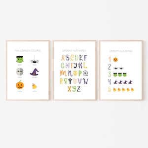 Halloween Fall Kids Wall Art Decor, Carteles educativos, Impresiones de sala de juegos, Educación en el hogar, Preescolar, Montessori, Aula, Recurso, Calabaza