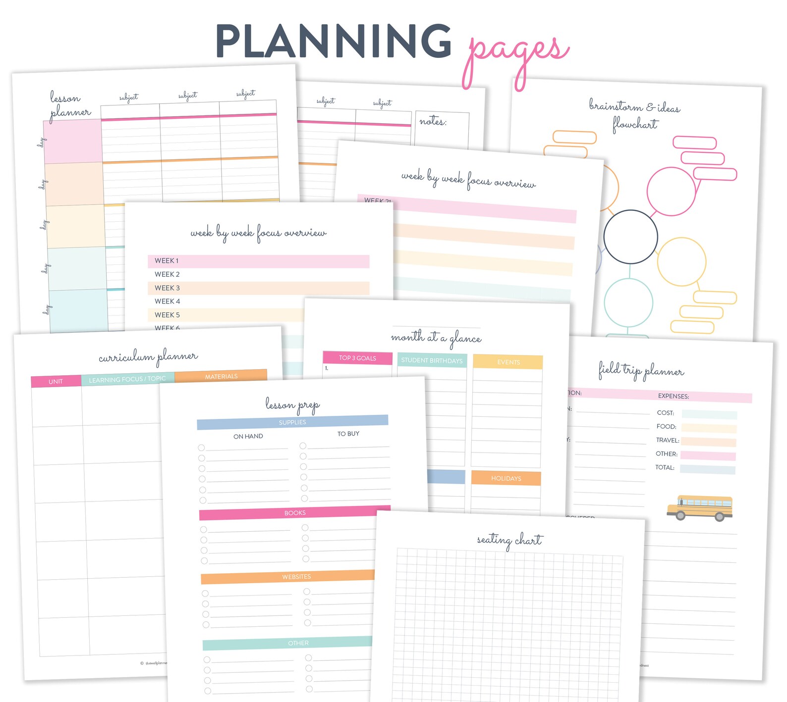 Teacher Planner Printable Calendar Planning Curriculum | Etsy