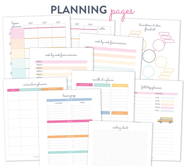 Teacher Planner Printable Calendar Planning Curriculum | Etsy