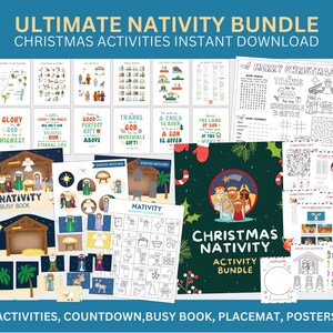 Christmas Story Nativity Activity Bible Verse Bundle Poster Church Sunday School Resources Christian Catholic Homeschool Scripture Printable