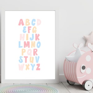 Kids Wall Art Room Decor Girls Alphabet Bedroom