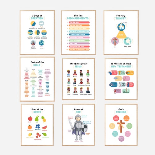 Kids Bible Verse Poster, Ten Commandments, Sunday School Decor (Digital Download)