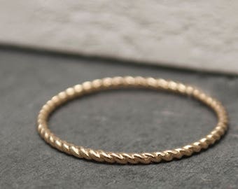 14K Gold Ring, Dainty Ring, Ring with rope, Simple Gold Ring, Stackable Ring, Tiny Ring, Tiny Stackable Ring, Delicate Ring Simple Gold Ring
