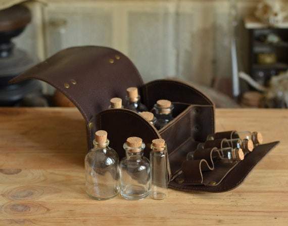 Victorian Leather Travel Apothecary Case: Steampunk Potion Kit