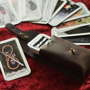 Brown Leather Case for Tarot Cards, Leather card holster, Tarot deck box, Tarot holder