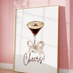 Espresso Martini Coquette Bar Cart Wall Print Art - Digital Download