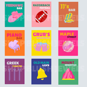 Iconic Fayetteville Spot Prints, Wall Decor University of Arkansas