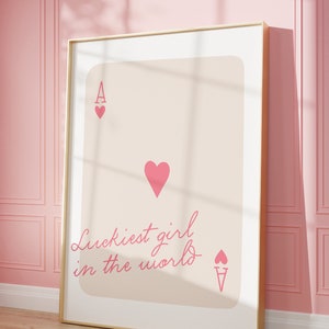 Arte de pared de moda con la carta Ace de la chica más afortunada (descarga digital)