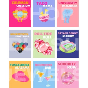 Iconic Tuscaloosa Spot Prints, Wall Decor University of Alabama
