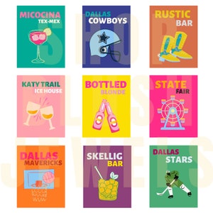 Iconic Dallas Spot Prints, Wall Decor Dallas Texas
