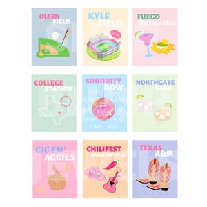 Iconic College Station Spot Prints, Wall Decor A&M, TAMU