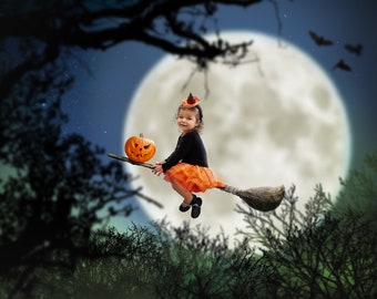 Spooky Forest Halloween Digital Photography Backdrop (JPEG, PNG)
