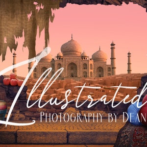May include: A digital illustration of a stone archway with a view of a city with a large white building in the background. The text "Illustrated Photography by Deanna" is at the bottom of the image.