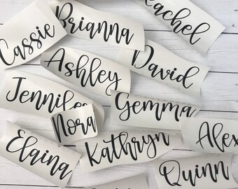Name Decals, Vinyl Name Decals, Custom Name Decal, Flute Name Decals, Wine Glass Decals, Name Decal Script Font, Tumbler Name Decal 9