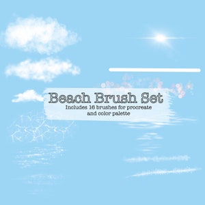 Ocean Brush Set for procreate, Procreate brush set, 16 brushes, color palette for procreate