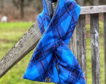 Key Hole Scarf- Royal Blue Plaid