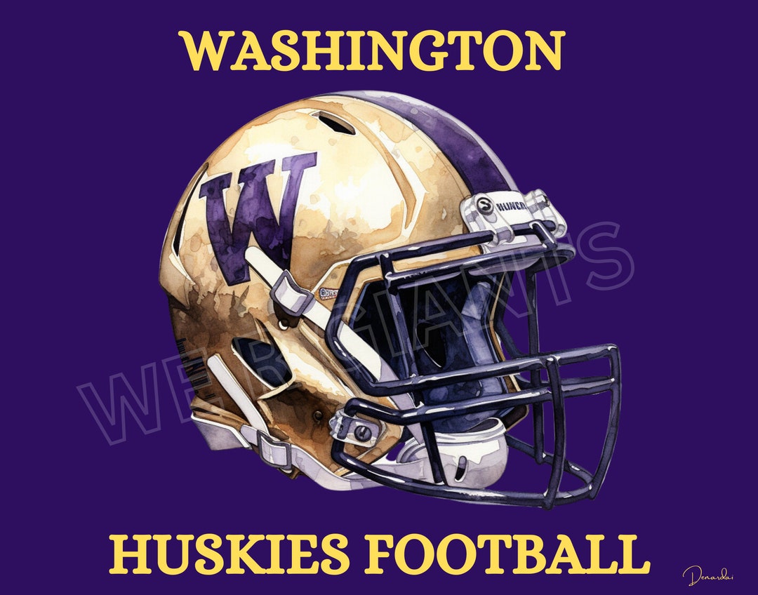 Washington Huskies Football Helmet Watercolor Wall Art Wall Decor NCCA